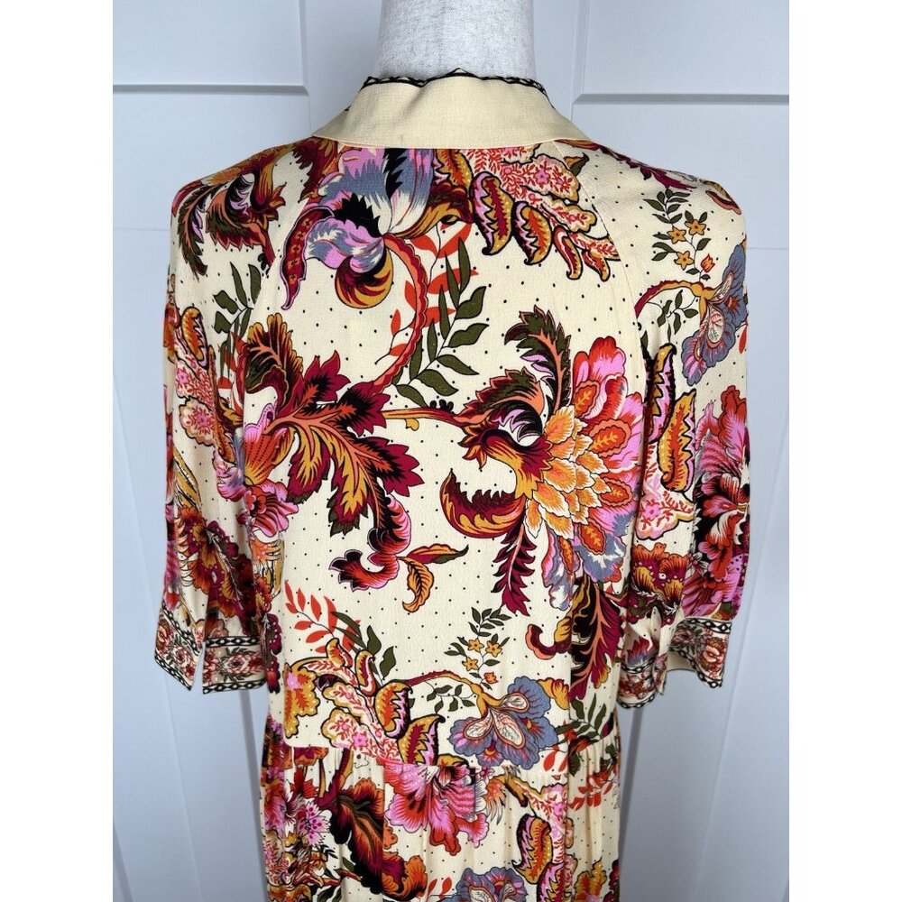 A Loves A Midi Dress M NWT Floral Boho Tiered Oversized Collared Button Front - Picture 9 of 15